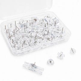 115Pcs Drawing Pins for Pinboard, Push Notice Board Pin, Clear Thumb Tacks for Bedrooms Upholstery Panel Carpet Bulletin, Classroom Essentials for Teachers, Plastic Thumbtacks for Cork Board Wall