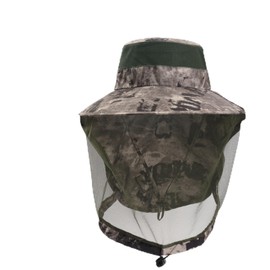 MILAKOO Unisex Full Face Mesh Hat Camo Hiking Hat Adjustable Fit Outdoor Camping Fishing Bucket Hat with Neck Flap and Windproof Rope, Camouflage Colour 3, Unit size