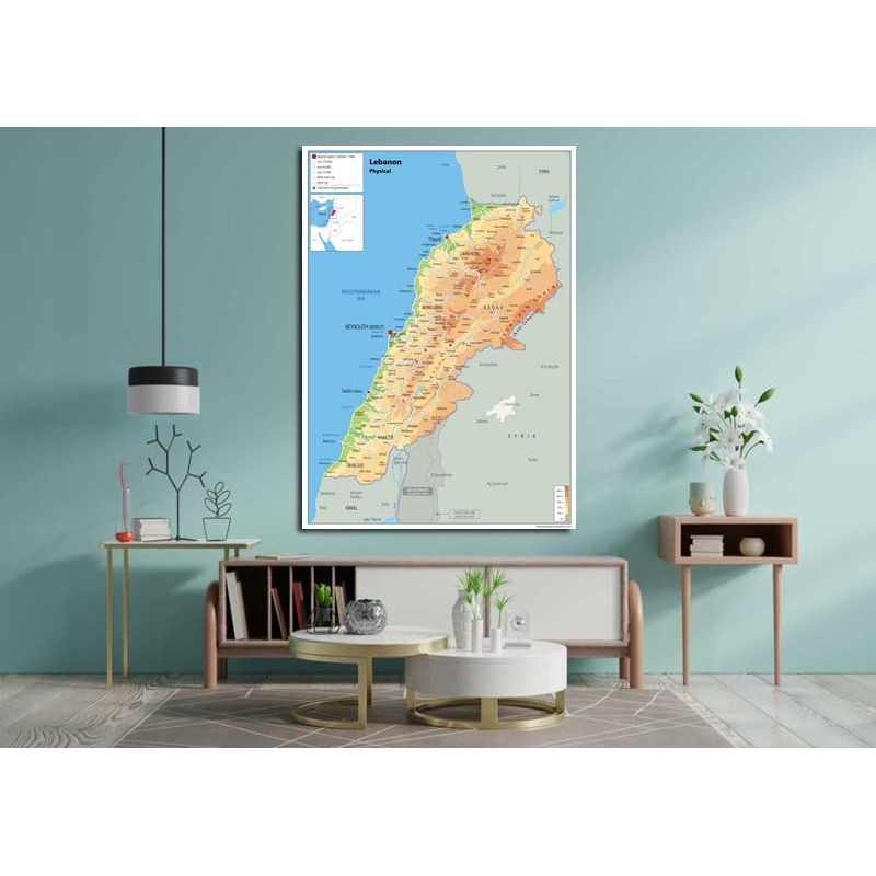 Physical Map of Lebanon - Size A1-59.4 x 84.1cm -