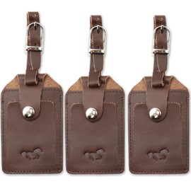 Suitcase Tags, Suitcase Tag, Pack of 3, Luggage Tags with Address Tag, Genuine Leather Suitcase Tag with Address Tag, Tags with Name Tag to Recognise Your Travel Bag