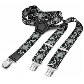 Glamexx24 Braces for Men with Pattern Robust Clips Y Shape Adjustable Elastic Braces for Men and Women, 18736a11 Dark Green Black