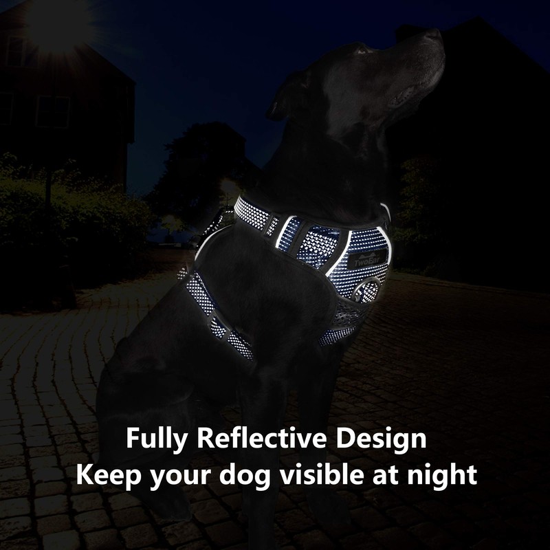 TwoEar Dog Harness, No Pull Reflective Harness Front Clip Easy