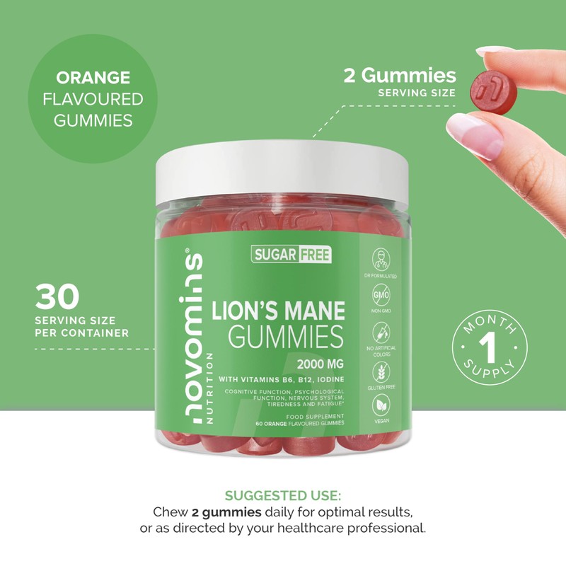 Novomins Lion’s Mane Gummies - Sugar Free – High Strength