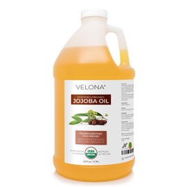 velona Jojoba Oil USDA Certified Organic - 1 Gallon | 100% Pure and Natural | Golden, Unrefined, Cold Pressed, Hexane Free | Moisturizing Face, Hair, Body, Skin Care