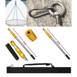 Unbranded 10ft Telescopic Stainless Steel Fishing Pole handle Harpoon Gaff Hoop Net Clip