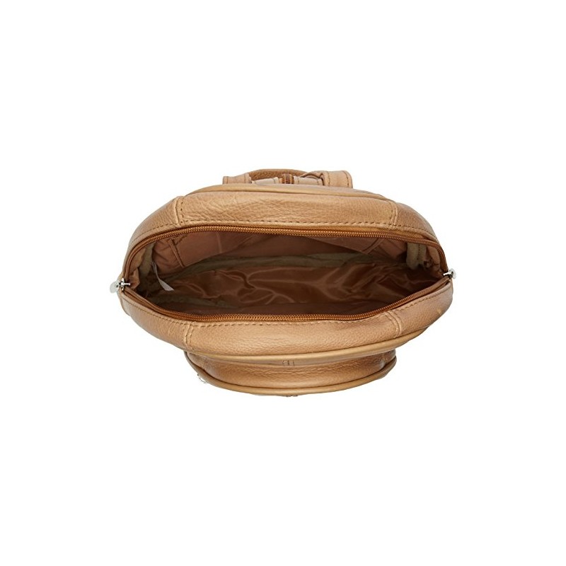 Ladies Genuine Real Leather Backpack Shoulder Handbag (TAN)