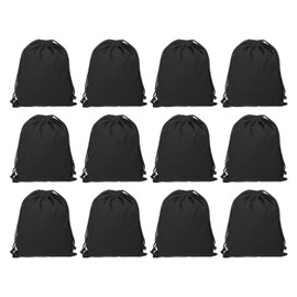 PATIKIL Polyester Cotton Reusable Drawstring Bags, 7x10 Inch 12 Pack Multipurpose Washable Cotton Dust Bags, Luggage Organizer, Travel Essentials Storage Pouch, Black