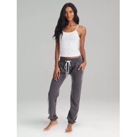 bebe Womens Sweatpants with Pockets, French Terry Joggers for Women, Comfy and Cute Sweatpants, Lounge Pants (Charcoal, 2X)