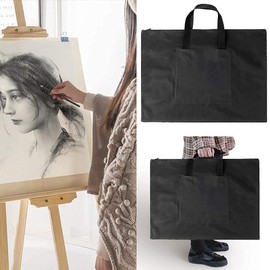 Art Supplies Bag, Paint Bag, A2 Sketch Bag, Handbag, Drawing Board Bag, Large Capacity, Thick, Waterproof, Canvas Bag, Art Bag, Foldable, Convenient to Carry, Carrying Case, For Adults and Children, Unisex, Black, Modern