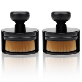 OXDFK 2 PCS Car Tire Shine Applicator Brush, Auto Tire Detail Brush, Portable Car Tire Brush with Seal Cover Design, High Density Soft Shine Applicator Brush, for Auto Detailing Cleaning (Brown)