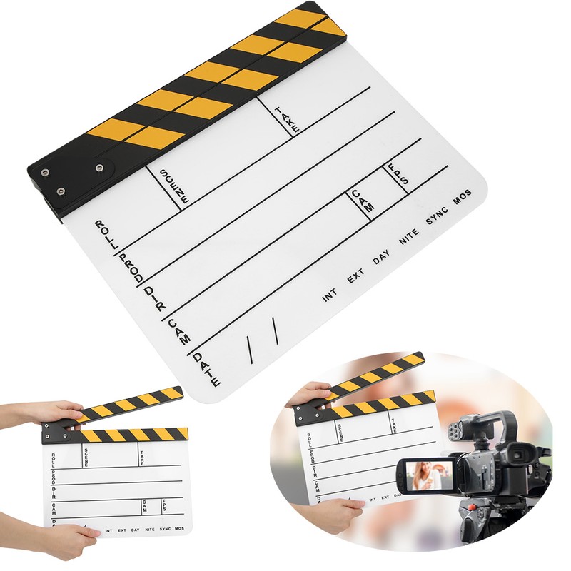 30x25CM Acrylic Movie Clapperboard Professional Director Action Clap Film Photography