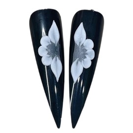 Set10Pcs 3D Sweet Season Poinettia (5 Petals) Flower Nail Art Charms Handmade by Acrylic Powder Design Acrylic Nail Art for Women Girls (Long-White-No Rhinestones 10Pcs)