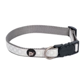 Petface Tonal Dots Print Dog Collar, Large, Light Grey