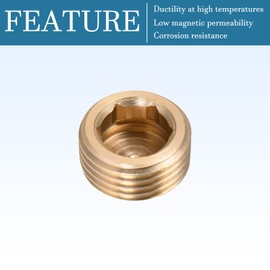 QUARKZMAN 1/2 Inch G Male Thread Brass Pipe Fittings x 3 Pieces Hex Counter Plug Adapter Connector Coupling for Industry, Gold