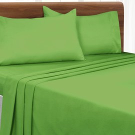 MALLONI HOME Cal King Sheet Sets - Double Brushed Microfiber Bedding Sets, 4 Piece Deep Pocket Bed Sheets Sets - Ultra Soft, Wrinkle Free, Quick Dry, Easy Care California King Sheets - Kiwi Green