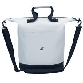 Breakwater Supply™ Waterproof Utility Travel Tote Bag with Secure Airtight Zipper, Shoulder Strap and Carry Handles | IP68 Ocean-Grade | Beach, Boat, Swim, Vacation (Riverton Fog White)