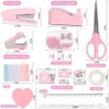 OHAOLYLE Pink Office Supplies Set Desk Accessories Kit Include Stapler,1000pcs