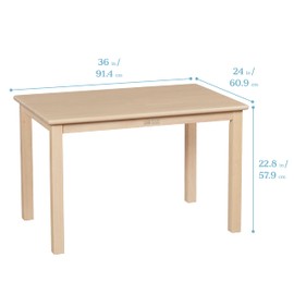 ECR4Kids 24in x 36in Rectangular Hardwood Table with 22in Legs, Kids Furniture, Antique White