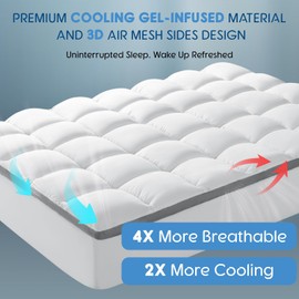 Baauye 3 Inch Memory Foam Mattress Topper Queen Size with Breathable 3D Air Mesh Sides, 1300GSM Extra Thick Plush Mattress Pad with 8-21" Deep Pocket,Cooling Pillow Top Mattress Toppers for Back Pain