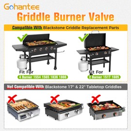 Griddle Burner Valve Compatible with Blackstone 36 Gas Grill Griddle 1554, Replacement for Blackstone Grill Parts Replacement Gas Valve, Replacement for Blackstone Griddle Replacement Parts, 2 Packs
