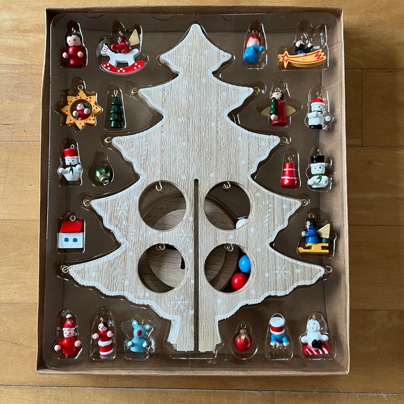 Small Wooden Christmas Tree with Wooden Tree Hanger Height 25