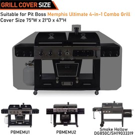 Westeco Grill Cover for Pit Boss Memphis Ultimate 4 in 1 Grill PBMEMU1 Waterproof for Smoke Hollow Gas Charcoal Combo Grill Smoker PitBoss Memphis 2 Grill Cover Heavy Duty