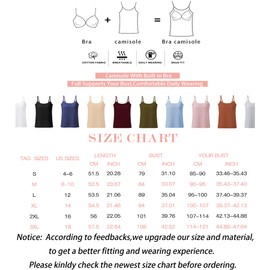 Women's Cami with Built-in Bra Adjustable Strap, Sleeveless Shirt Casual Tank Top Camisole Padded Tanks for Yoga Dark Grey/Wheat/Blue XXL