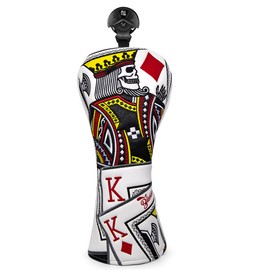 Golf Club Headcovers Poker Diamond King Stylish Embroidered Overflow Wood Cover Driver Fairway Wood Utility Hybrid Headcover with Number Tag Putter Cover Magnetic Closure Blade Putter Cover