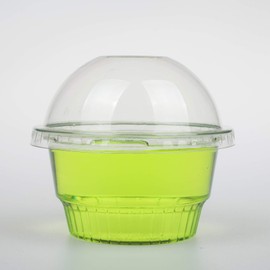 GOLDEN APPLE, 3.5oz-30sets Clear Plastic Cups for Ice Cream, Snack Bowl with Dome lids No Hole