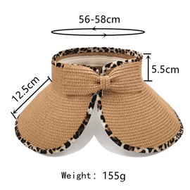 KORADI Women’s Sun Hats Straw Visor Wide Brim Beach Hat Foldable Summer Roll-Up Open Top Cap Flap Cover Cap UV UPF 50 Khaki