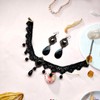 Dishowme Crystal Velvet Necklace Earrings Set Gothic Lace Collar Necklace