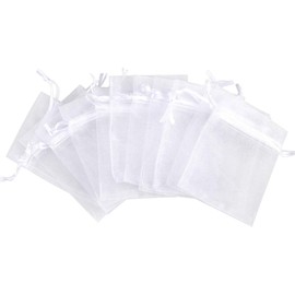 DoGeek 60pcs White Organza Gift Bags Medium 10 x 15cm Drawstring Jewelry Pouches Wedding Party Favour and Candy Bags