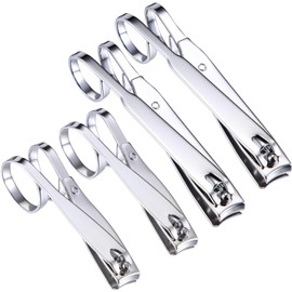 Mudder 4 Paquetes Set de Cortaas EZ Agarre Set de Cortaas y Cortaas para Uas de Pies Cortaas Afiladas con Hoja de Acero Inoxidable Mango Largo para...