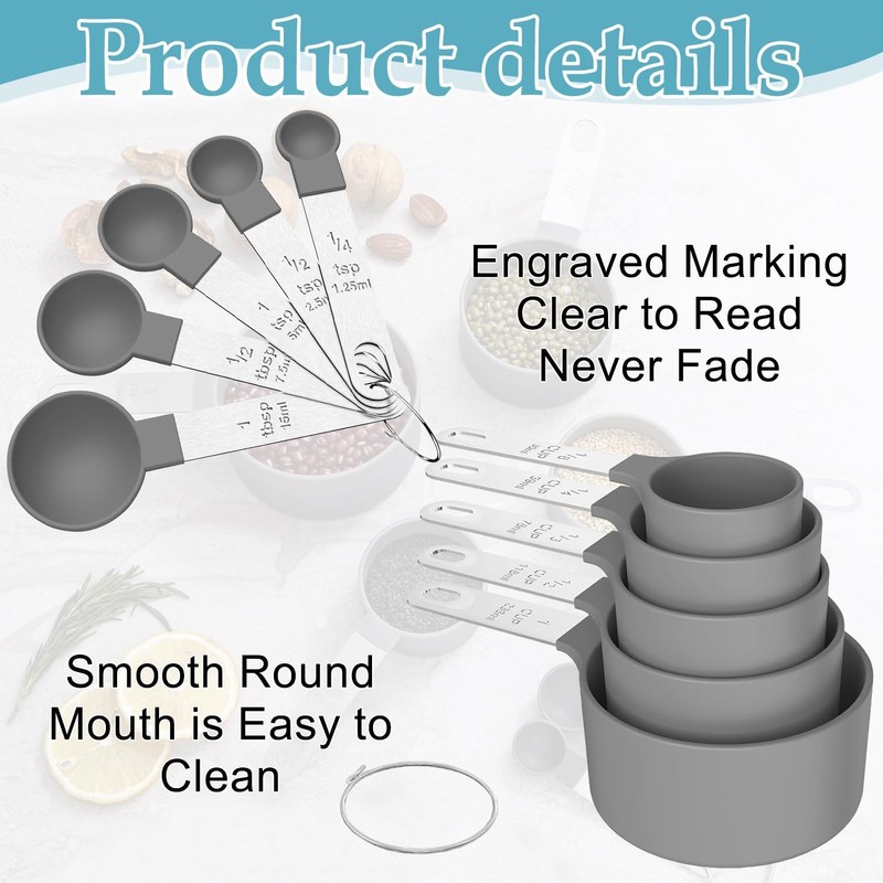 10-Piece Stainless Steel Measuring Set with Stackable Cups and Spoons