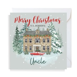 Second Ave Uncle Christmas House Square Xmas Holiday Festive Greetings Card