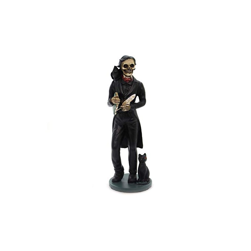 5.5 Inch Skeledgar Allan Poe Skeleton Figurine with Book, Black