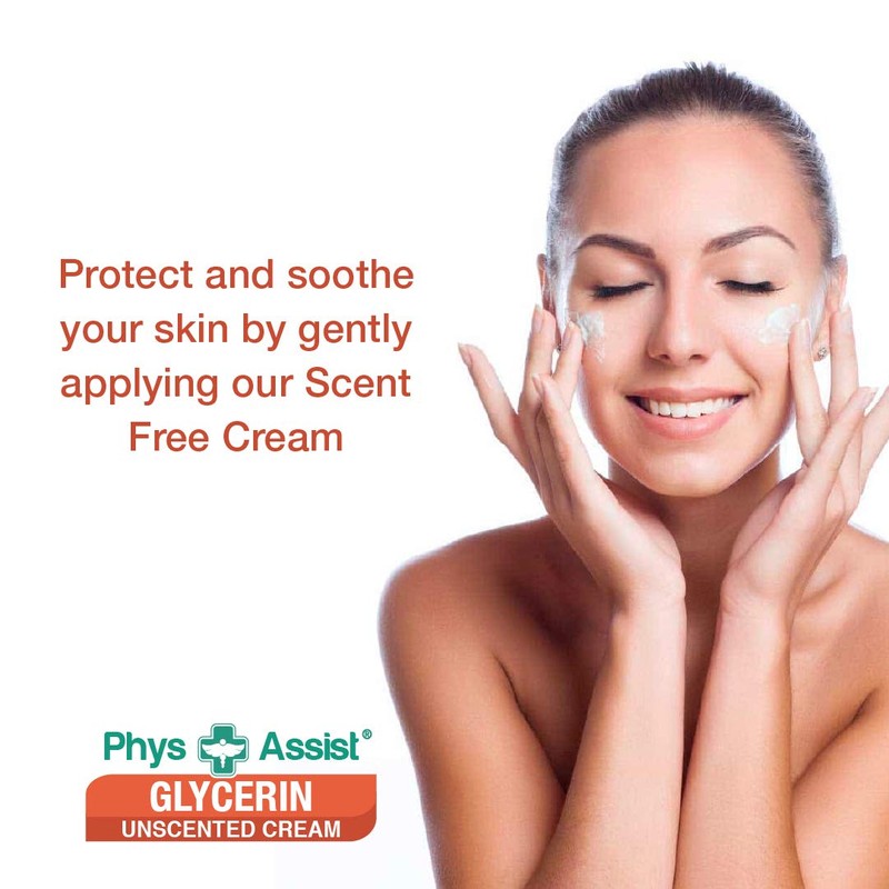 PhysAssist Oncology Glycerin Unscented Moisturizer Cream for Dry Stressed Skin.