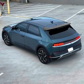 IKON MOTORSPORTS, Roof Spoiler Compatible with 2022-2024 Hyundai Ioniq 5 (Not Fits 2025 Ioniq 5 N), 3PCS IKON Style Matte Black ABS Add On Rear Window Roof Spoiler Visor Guard