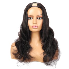 Luovce U Part Wig Human Hair Wigs Body Wave Half Wigs for Black Women Brazilian Hair Gluessless Wigs 22 inches Natual Colour