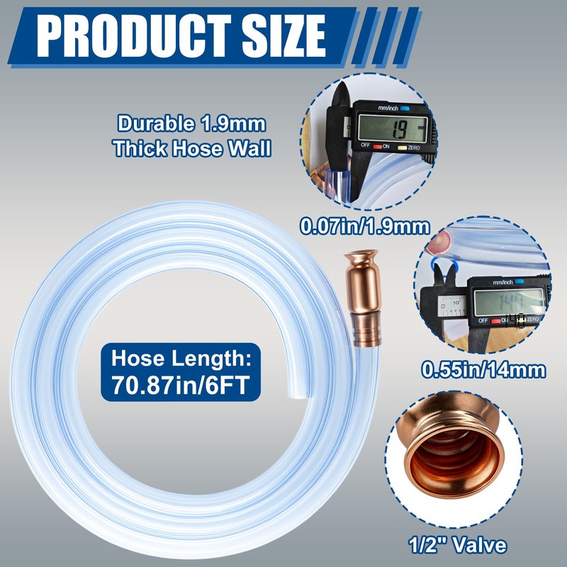 wadoy Siphon Hose Gas/Oil/Water/Fuel Transfer Siphon Hand Pump Self Priming