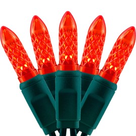 YULETIME Red Faceted LED Christmas Lights, 33 Feet 100 Count One-Piece High Waterproof UL Certified String Light (Red)