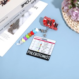 4PCS Phlebotomy Badge Reel Kit,Order of Draw Badge Card with Bling Acrylic Patch,Nurse Accessories for Work,Nurse ID Badge with Alligator Clip for School RN Student(Black)