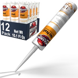 KRAKEN BOND No More Nails Heavy Duty Clear Polyurethane Construction Adhesive - 100% Waterproof and Extra Strong Sealant for Wood, Ceramic, Tile, Floor, Granite, Rubber | 12 Pack, 10.1 Fl. Oz.
