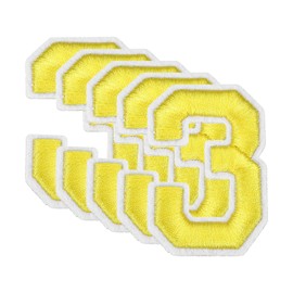 QUARKZMAN 20 Stk. Zahlen Patches 6cm Höhe Nummer 3 Bestickte Dekorative Reparatur-Patches zum Aufbügeln/Nähen von Stickerei-Applikationen für Dekor Kleidung Schuhe DIY Handwerk, Gelb