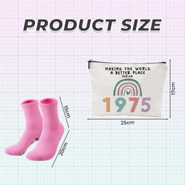 50th Birthday Gift Set for Women: 1975 Cosmetic Bag and 50th Birthday Socks, Funny Gifts Makeup Bag and Stockings for Women