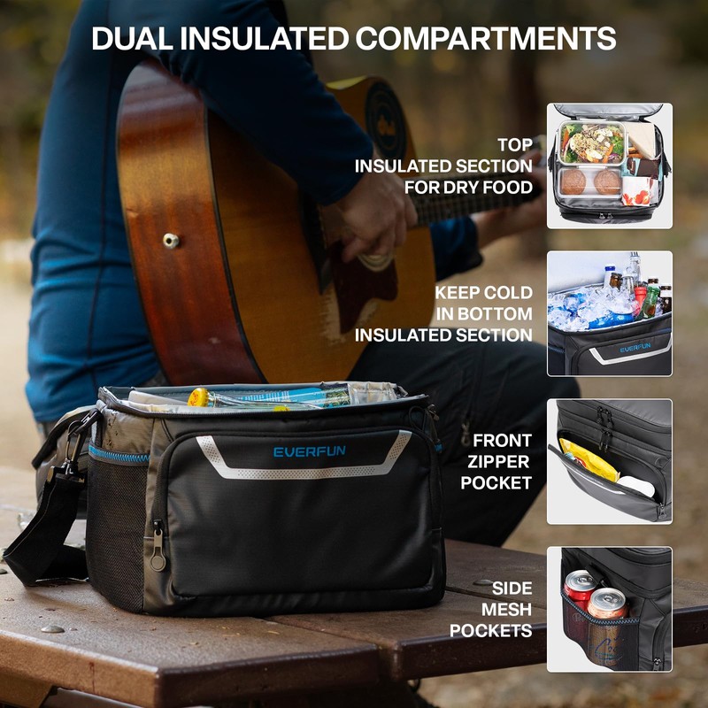 EVERFUN Small Cooler Lunch Box Mini Leak-Proof Soft Double Deck