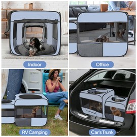 Pop up Portable Cat Playpen 2-in-1 Dog Playpen, No Assembly Need, Pet Cat Dog Tent Crates with Pet Pee Pads, Cats Enclosure for Kitten and Puppy Indoor Outdoor Use (53.2''x31.5''x27.6''H)