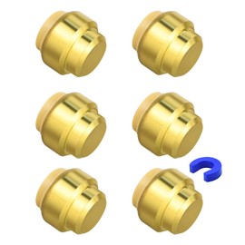 6 Pack Push-to-Connect Plumbing Fittings, 1/2" Pushfit End Cap Fittings with Disconnect Clip for Copper, PEX, CPVC Pipe (1/2" End Cap, 6)
