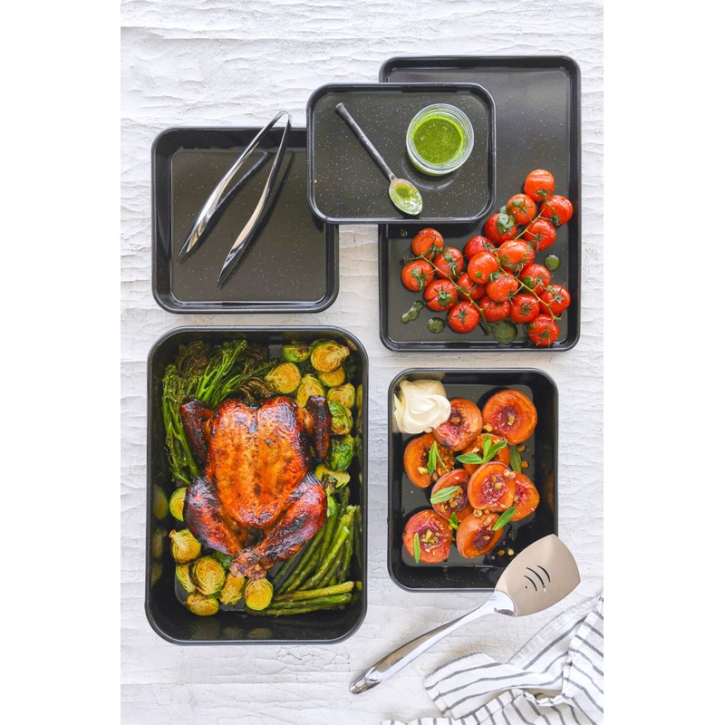 Bakemaster Professional Vitreous Enamel Non-Stick Baking Tray, Black, 24 x