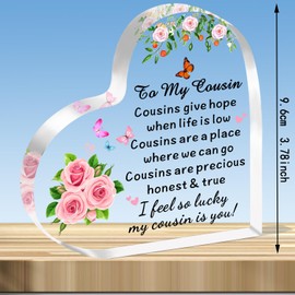 JMIMO Cousin Gifts Acrylic Heart Cousin Christmas Birthday Presents Keepsake Cousins Give Hope When Life Is Low